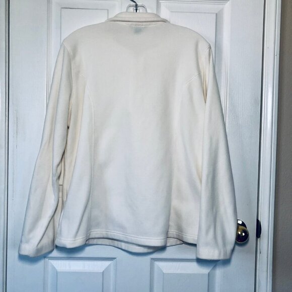 Lands' End Women's Thermacheck Fleece Ivory Quarter Zip Pullover Size Large Fall - Picture 4 of 6